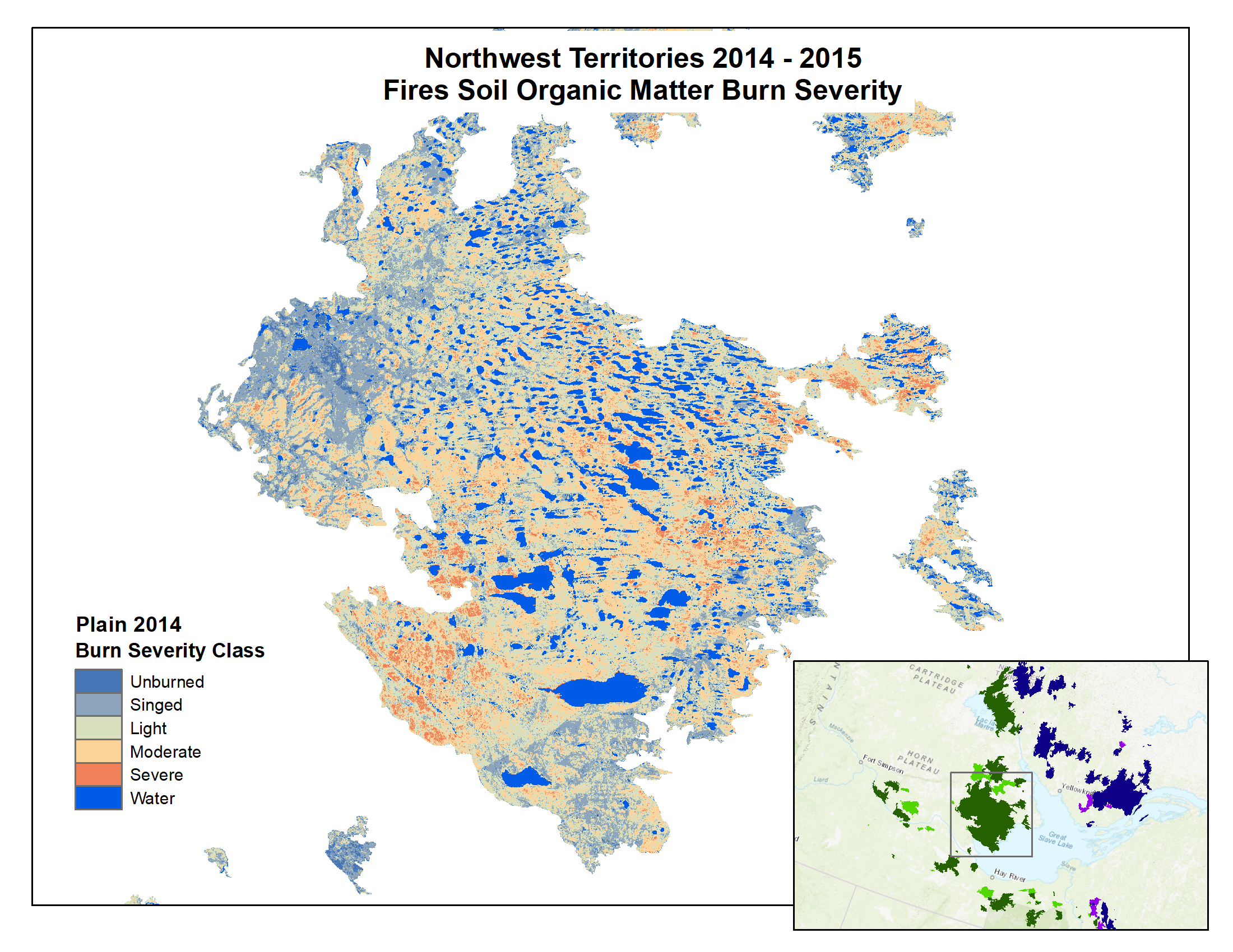 surface burn severity map of the plains, 2014