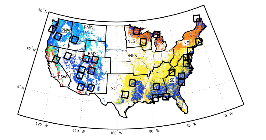 US distribution of forest types