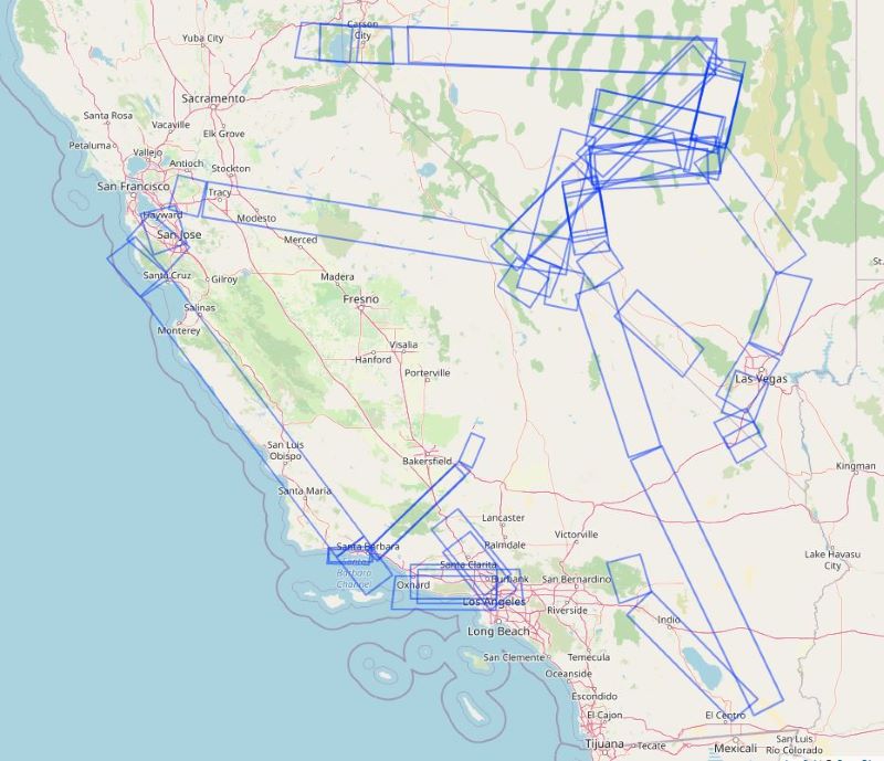 Flight tracks in this dataset.