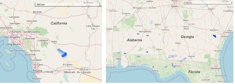 Flight tracks in this dataset.