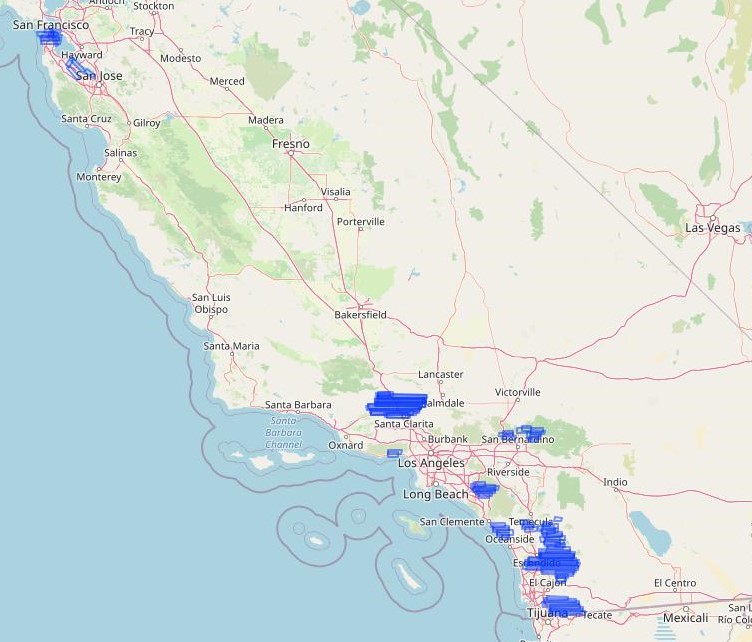 Flight tracks in this dataset.