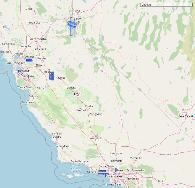Flight tracks in this dataset