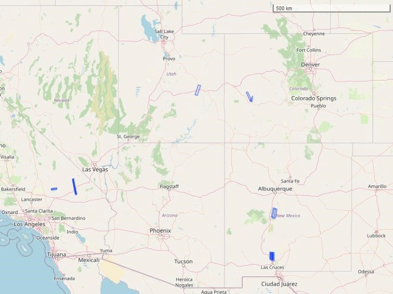 Flight tracks in this dataset.
