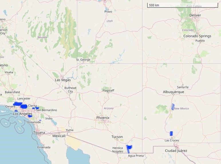Flight tracks in this dataset