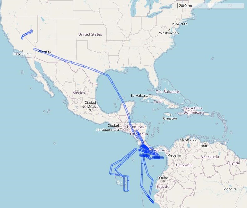 Flight tracks in this dataset.