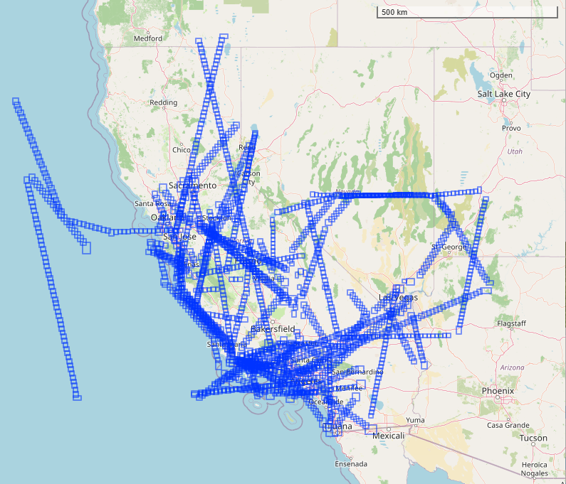Map of PRISM scenes for PACE-PAX 2024